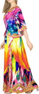 Vibrant Harmony Long Multi Color Abstract Printed Caftan For Women