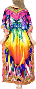 Vibrant Harmony Long Multi Color Abstract Printed Caftan For Women