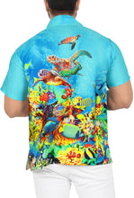 Load image into Gallery viewer, Blue Marine View Printed Short Sleave Hawaiian Beach Shirts For Men