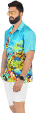 Load image into Gallery viewer, Blue Marine View Printed Short Sleave Hawaiian Beach Shirts For Men