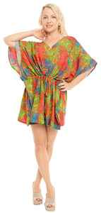 La Leela Women's Fall Leaves Printed Coverup Dress Top Blouse 3X-4X