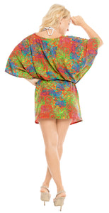 La Leela Women's Fall Leaves Printed Coverup Dress Top Blouse 3X-4X