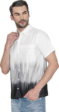 Load image into Gallery viewer, Ombre Dusk Linen Effect Mens Black Grey Hawaiian Shirt