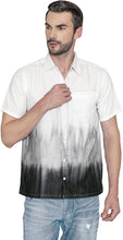 Load image into Gallery viewer, Ombre Dusk Linen Effect Mens Black Grey Hawaiian Shirt