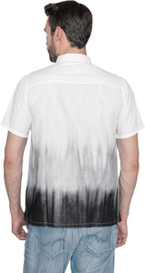 Ombre Dusk Linen Effect Mens Black Grey Hawaiian Shirt