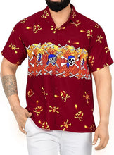 Load image into Gallery viewer, LA LEELA Men Regular Size Beach hawaiian Shirt Aloha Tropical Beach  front Pocket Short sleeve Red P00027