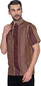 Tahiti Clay Linen Effect Mens Tropical Hawaiian Shirt