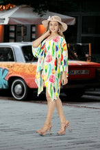 Load image into Gallery viewer, Multicolor Sheer Allover Multicolor Feather Printed Kimono Shrug Jacket Cover up 918890