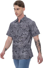 Load image into Gallery viewer, Coral Coast Linen Effect Mens Soft Breathable Hawaiian Shirt Black