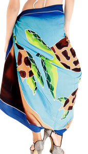 Non-Sheer Hand-Painted Turtles Beach Wrap For Women