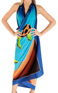 Non-Sheer Hand-Painted Turtles Beach Wrap For Women