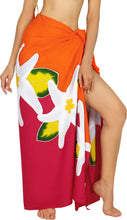 Load image into Gallery viewer, Red and Orange Non-Sheer Hand Painted Prumeria Flower Beach Wrap For Women