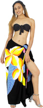 Load image into Gallery viewer, Black Non-Sheer Hand Painted Prumeria Flower Beach Wrap For Women