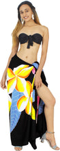 Cargar imagen en el visor de la galería, Black Non-Sheer Hand Painted Prumeria Flower Beach Wrap For Women