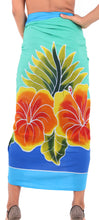 Cargar imagen en el visor de la galería, Blue Non-Sheer Hand Painted Hibiscus and Leaves Beach Wrap For Women