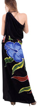 Load image into Gallery viewer, Gray Black Non-Sheer Hand Painted Flower Beach Wrap For Women