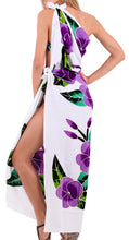 Load image into Gallery viewer, White Non-Sheer Hand Painted Prumeria Flower Beach Wrap For Women