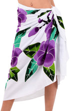 Load image into Gallery viewer, White Non-Sheer Hand Painted Prumeria Flower Beach Wrap For Women