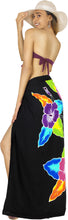 Load image into Gallery viewer, Black Non-Sheer Hand Painted Mutlicolor Floral and Leaves Beach Wrap For Women