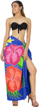Load image into Gallery viewer, Royal Blue Non-Sheer Hand Painted Hibiscus Floral and Leaves Beach Wrap For Women