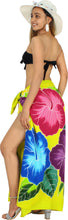 Load image into Gallery viewer, Shamrock Green Non-Sheer Hand Painted Hibiscus Floral and Leaves Beach Wrap For Women