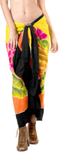 Load image into Gallery viewer, Tangerine Non-Sheer Hand Painted Pink Hibiscus and Leaves Beach Wrap For Women