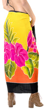 Load image into Gallery viewer, Tangerine Non-Sheer Hand Painted Pink Hibiscus and Leaves Beach Wrap For Women