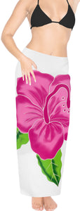 Hibiscus Hand-Painted Rayon Beach Wrap For Women