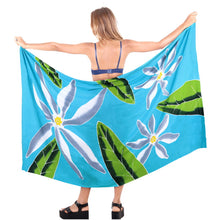 Load image into Gallery viewer, Blue Beach Wrap With Florals - Selected in Email By Elisaia