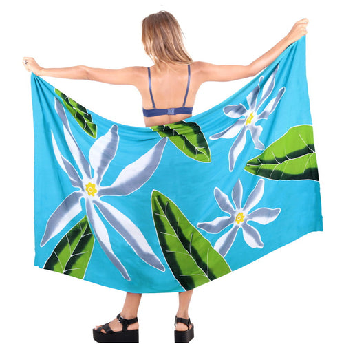 Blue Beach Wrap With Florals - Selected in Email By Elisaia