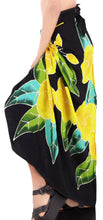 Cargar imagen en el visor de la galería, Allover Black Non-Sheer Hand Painted Yellow Prumeria Flower Beach Wrap For Women