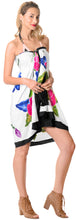 Cargar imagen en el visor de la galería, White Non-Sheer Hand Painted Mutlicolor Floral and Leaves Beach Wrap For Women