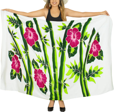 Embrace Handcrafted Elegance Hibiscus Hand-Painted Rayon Beach Wrap For Women