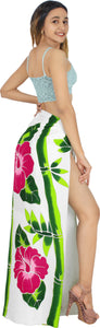 Embrace Handcrafted Elegance Hibiscus Hand-Painted Rayon Beach Wrap For Women