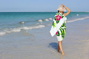 Embrace Handcrafted Elegance Hibiscus Hand-Painted Rayon Beach Wrap For Women
