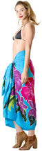 Load image into Gallery viewer, Turquoise Non-Sheer Hand Painted Hibiscus Floral and Leaves Beach Wrap For Women