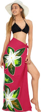 Cargar imagen en el visor de la galería, Red Non-Sheer Hand Painted White Floral and Leaves Beach Wrap For Women