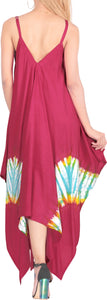 La Leela Women's Pink Spaghetti Dress Loose Up and Down Pattern S-M