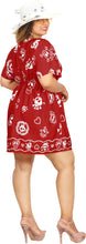 Load image into Gallery viewer, La Leela Women&#39;s Halloween Skull Cross &amp; Pirates Scary Printed Red Bikini Cover up