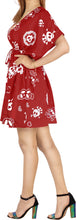 Load image into Gallery viewer, La Leela Women&#39;s Halloween Skull Cross &amp; Pirates Scary Printed Red Bikini Cover up