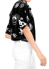 Load image into Gallery viewer, La Leela Women&#39;s Causal Halloween Skull Cross &amp; Pirates Scary Printed Black Shirt