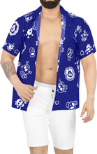 Load image into Gallery viewer, La Leela Men&#39;s Causal Halloween Skull Cross &amp; Pirates Scary Printed Royal Blue Shirt