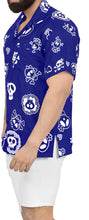 Load image into Gallery viewer, La Leela Men&#39;s Causal Halloween Skull Cross &amp; Pirates Scary Printed Royal Blue Shirt