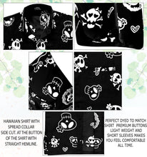 Load image into Gallery viewer, La Leela Men&#39;s Causal Hawaiian Skull Cross &amp; Pirates Scary Printed Black Shirt P00020