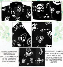 Load image into Gallery viewer, La Leela Men&#39;s Causal Halloween Skull Cross &amp; Pirates Scary Printed Black Shirt
