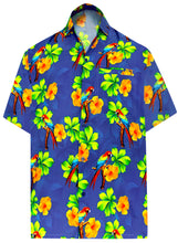 Load image into Gallery viewer, Royal Blue Floral and Parrot Print Hawaiian Shirt For Men