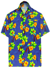 Load image into Gallery viewer, Royal Blue Floral and Parrot Print Hawaiian Shirt For Men