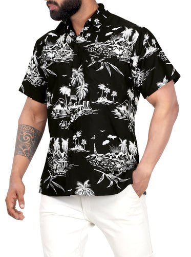 Hawaiian Men's Shirts with Sunset and Island View Print