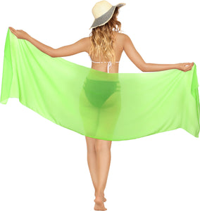 Light Green Solid Sheer Short Elegant And Lightweight Beach Wrap Sarong