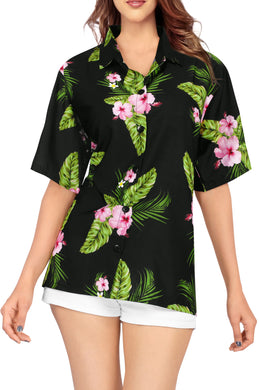 Black Beauty flower and leaves Printed Casual Shirts for Women